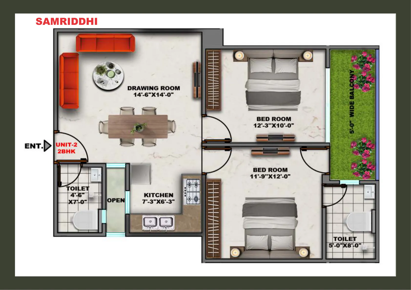 Unit-2 2BHK Plan